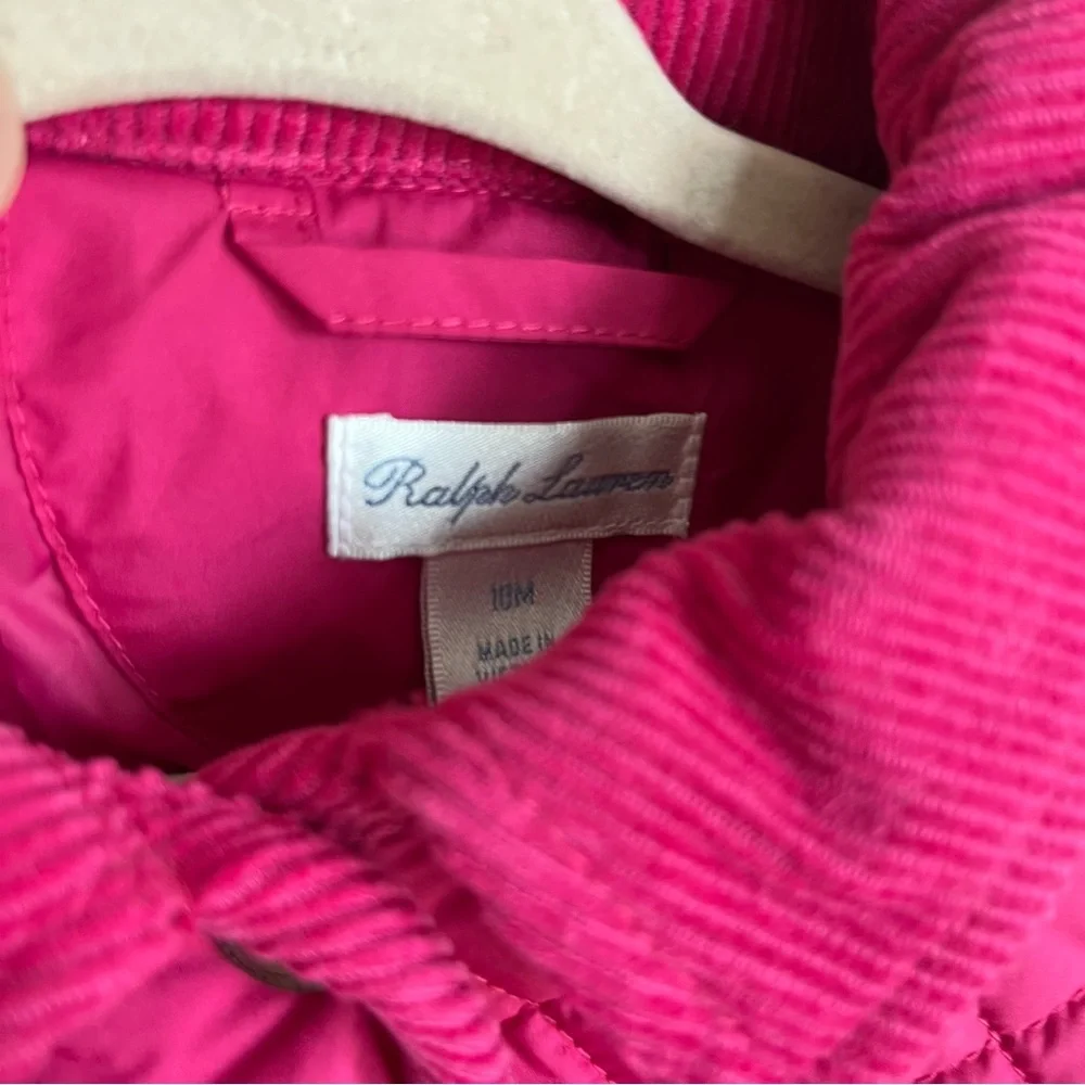 NWOT Ralph Lauren Pink Baby Quilted Barn Snap Jacket